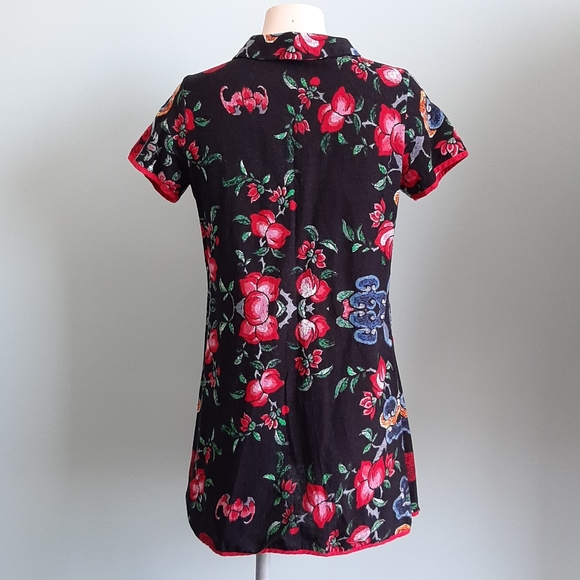 Chinese qipao floral prints loose fit mini dress - Picture 2 of 6